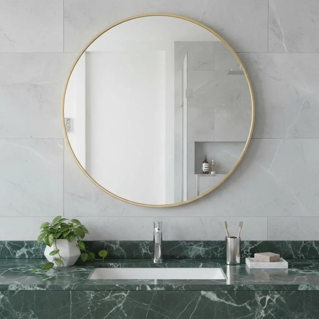 20" Gold Metal Round Framed Bathroom Vanity Mirror Homeroots Bed & Bath