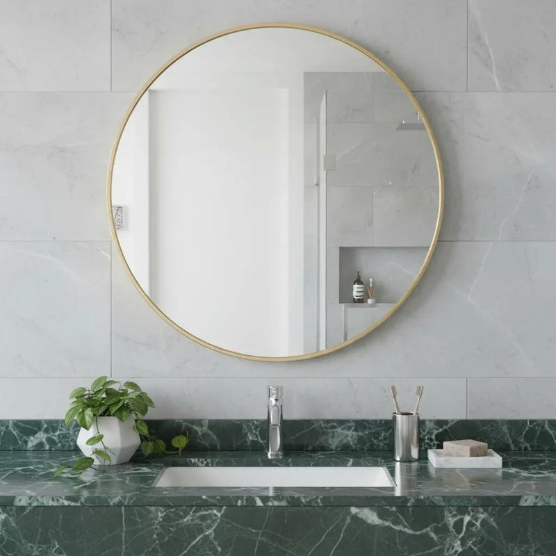 20" Gold Metal Round Framed Bathroom Vanity Mirror Homeroots Bed & Bath