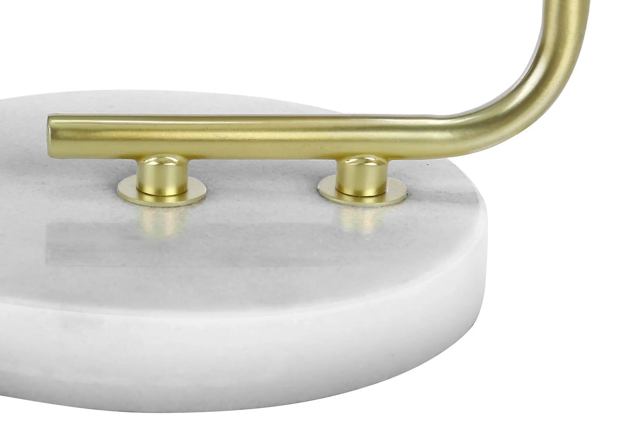 20" Gold and White Marble Round Arched Table Lamp With Ivory Drum Shade Homeroots Lighting
