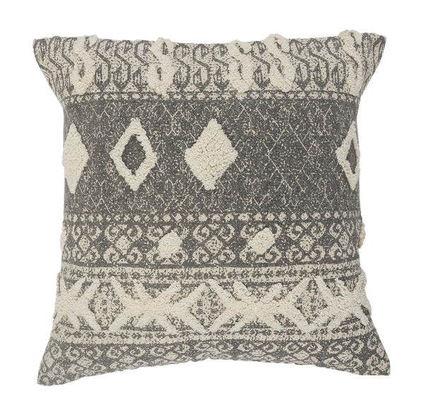 20" Gray And Cream Diamond Cotton Throw Pillow Cover Homeroots Home Decor