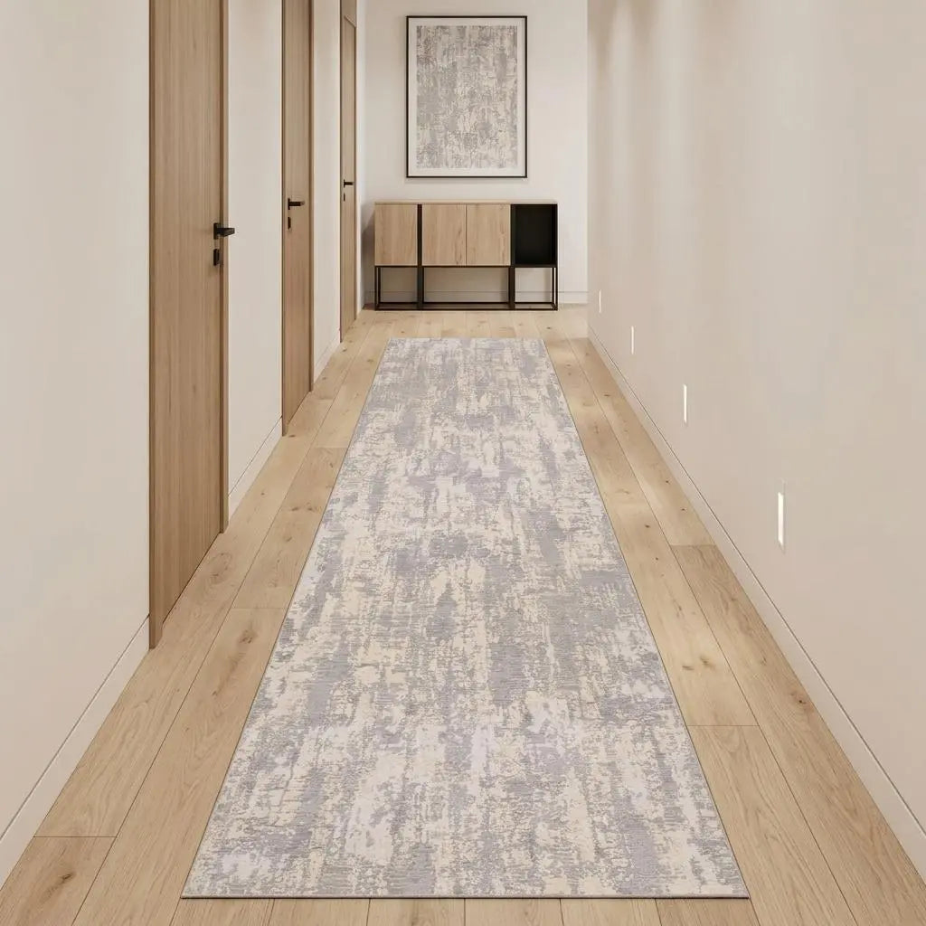 20' Gray Beige Cream Light Gray And Taupe Abstract Distressed Runner Rug Homeroots Home Decor