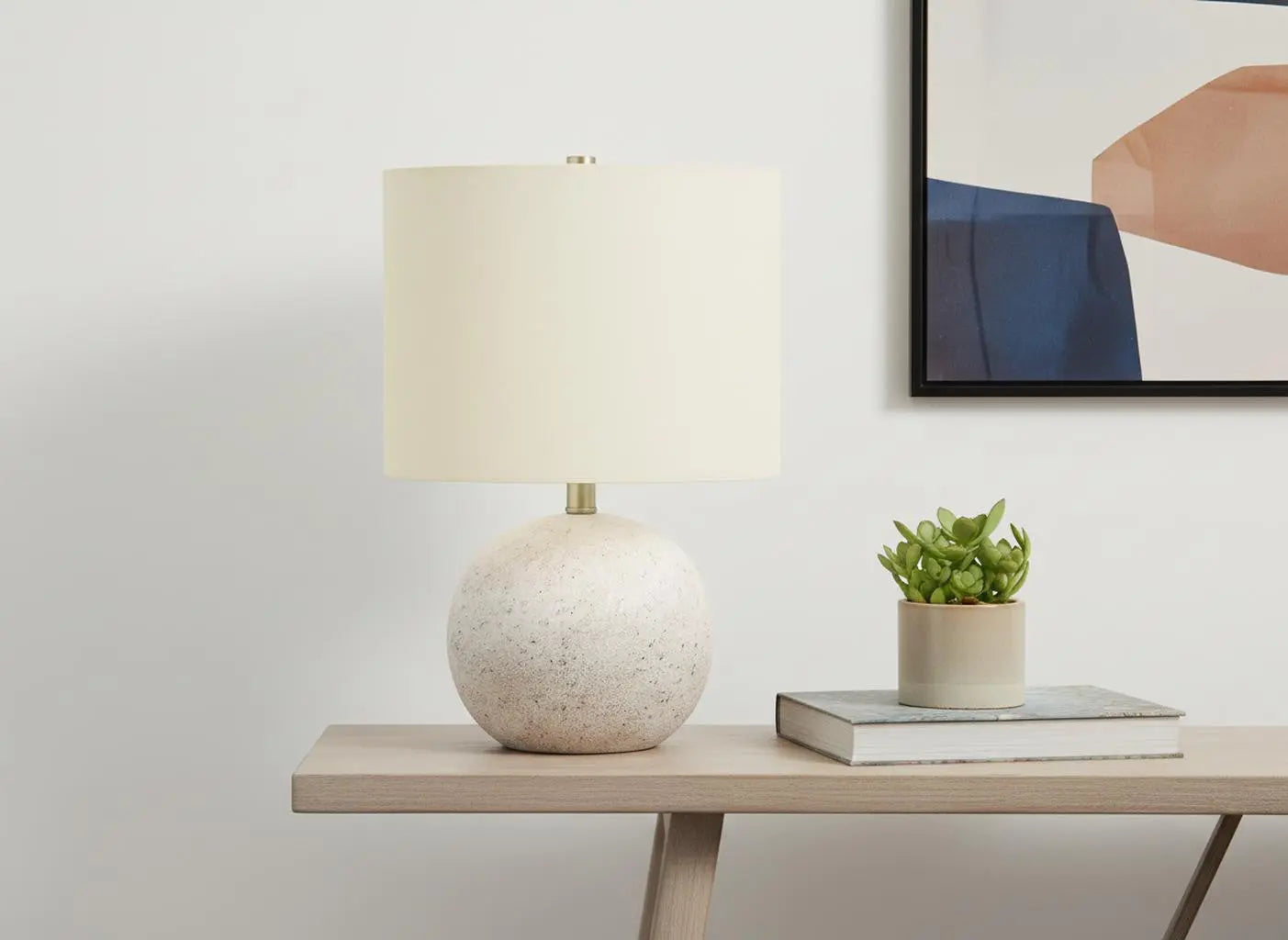 20" Gray Concrete Round Table Lamp With Ivory Drum Shade Homeroots Lighting