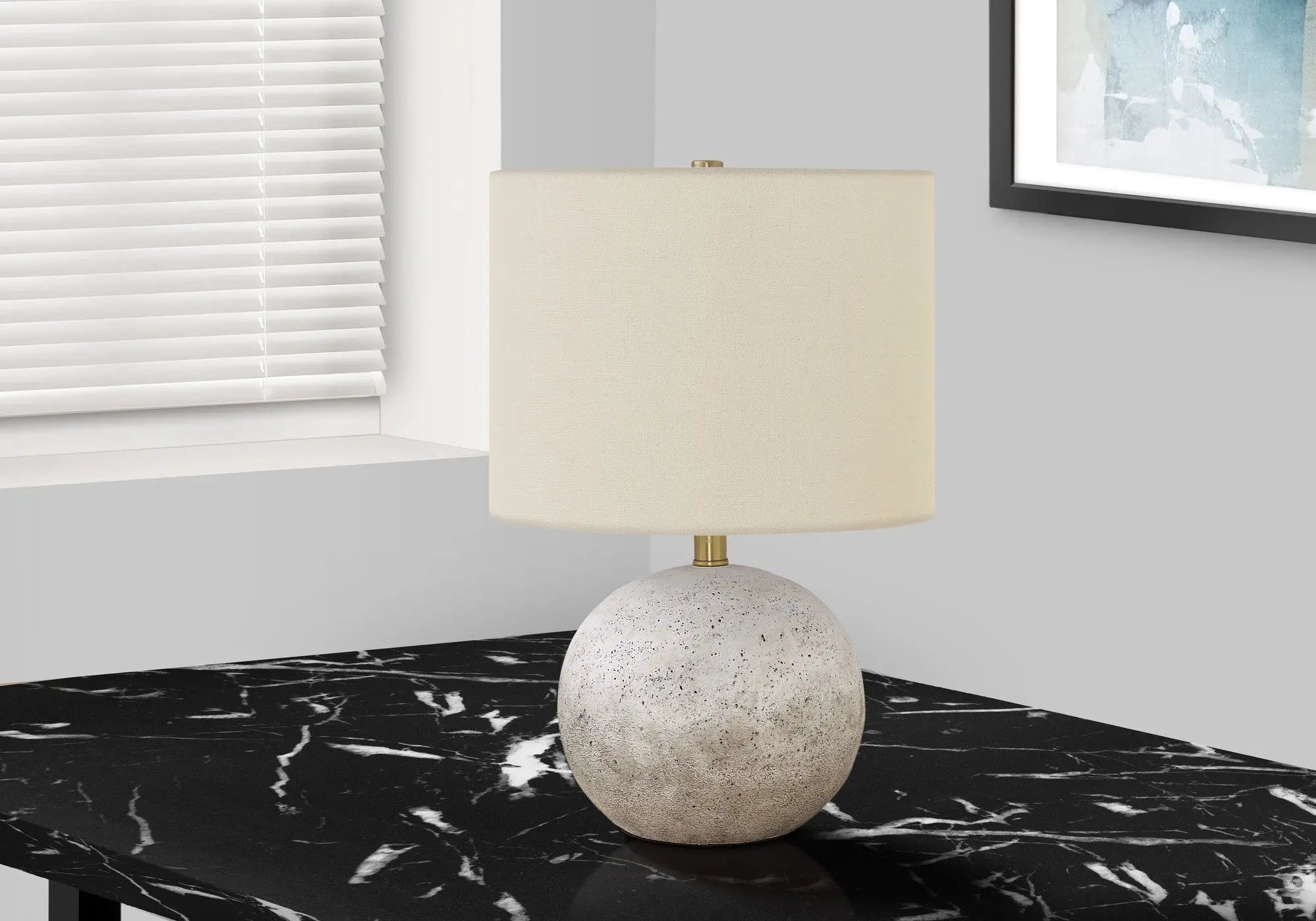 20" Gray Concrete Round Table Lamp With Ivory Drum Shade Homeroots Lighting