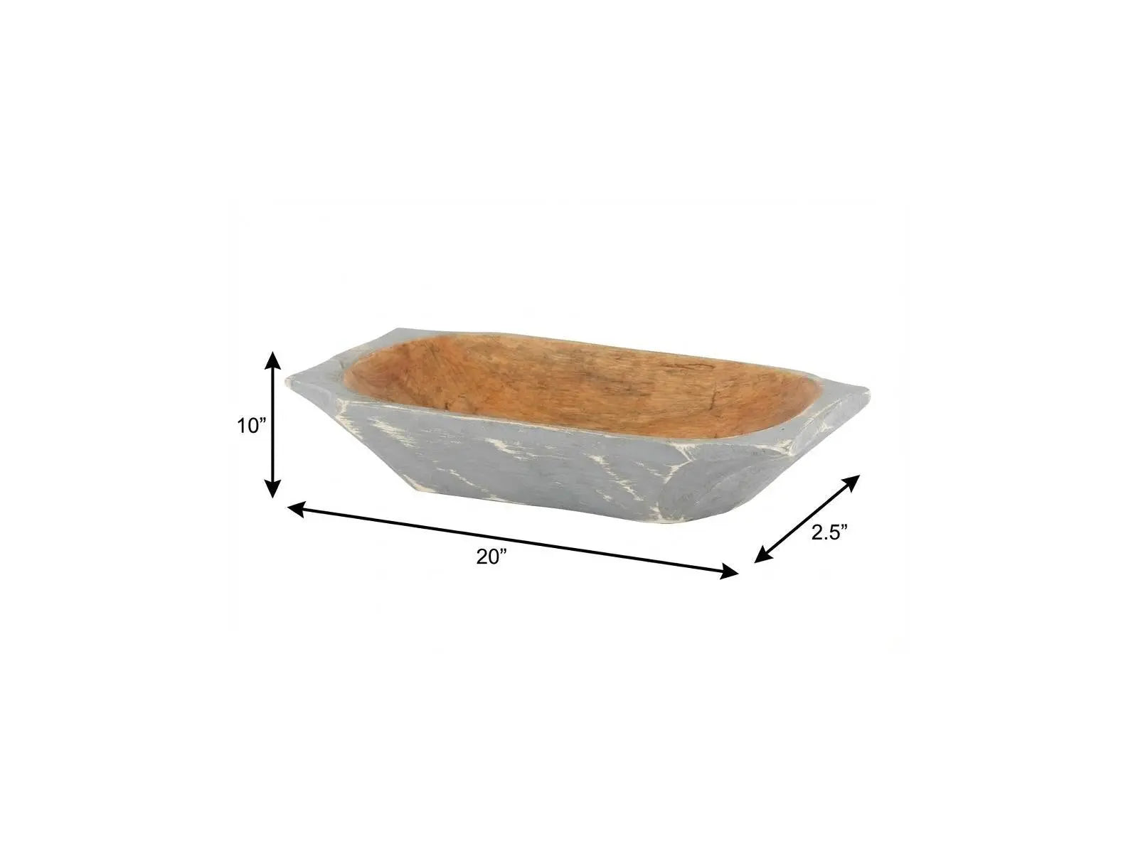 20" Gray Solid Wood Dough Bowl With Handles Homeroots Kitchen & Dining