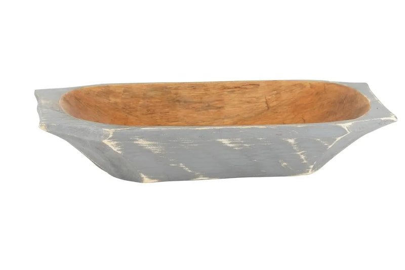20" Gray Solid Wood Dough Bowl With Handles Homeroots Kitchen & Dining