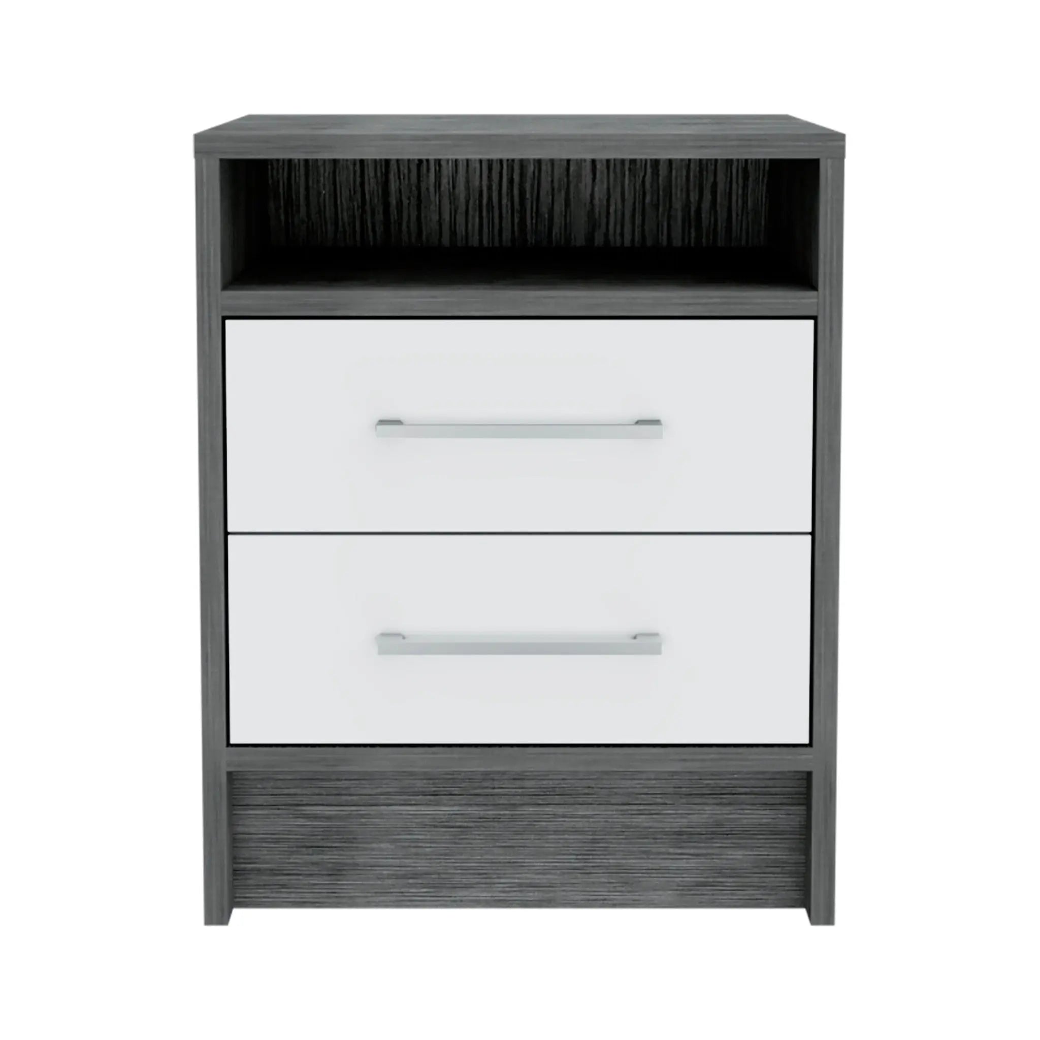 20" Gray Two Drawer Faux Wood Nightstand Homeroots Bed & Bath