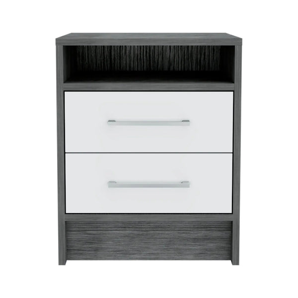 20" Gray Two Drawer Faux Wood Nightstand Homeroots Bed & Bath