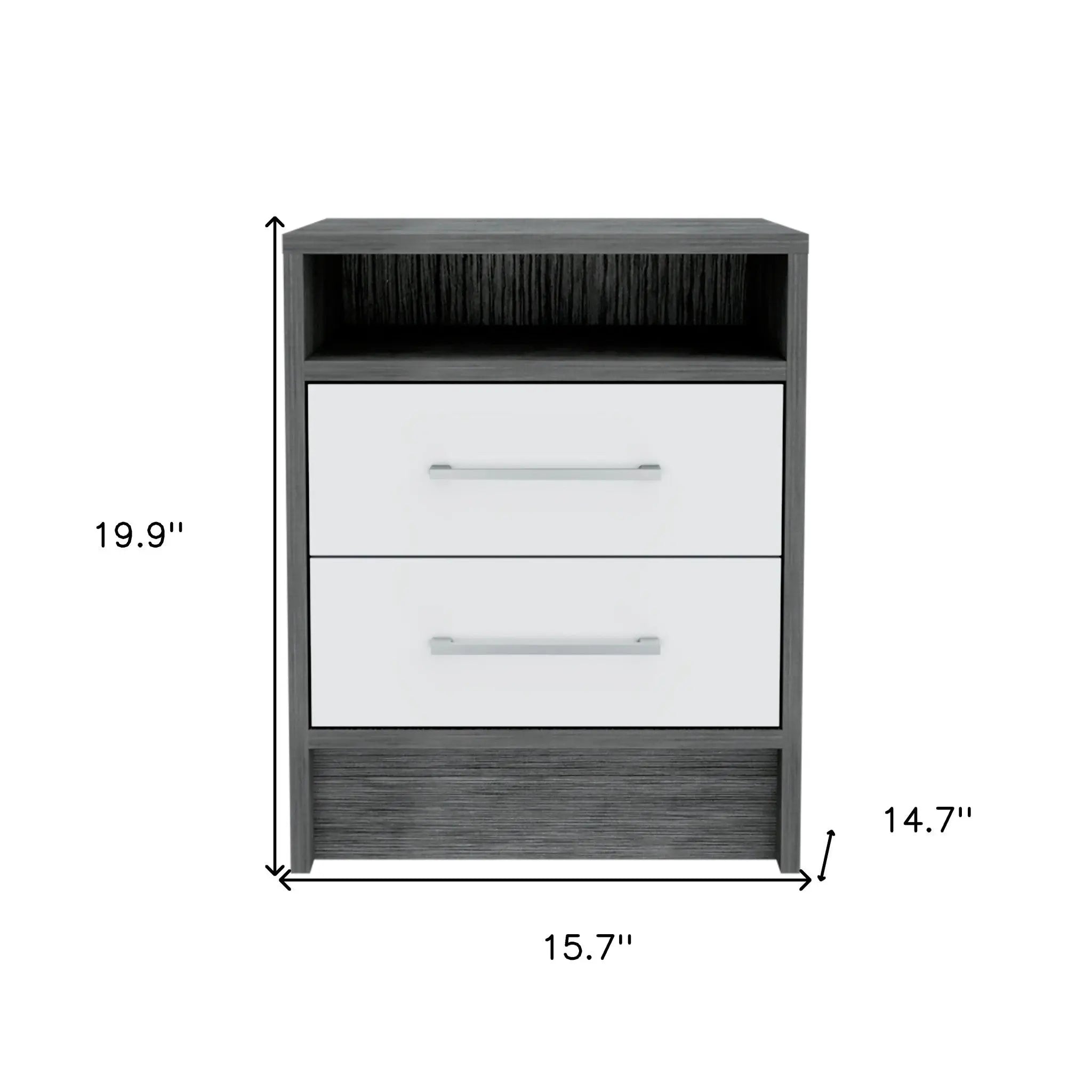 20" Gray Two Drawer Faux Wood Nightstand Homeroots Bed & Bath