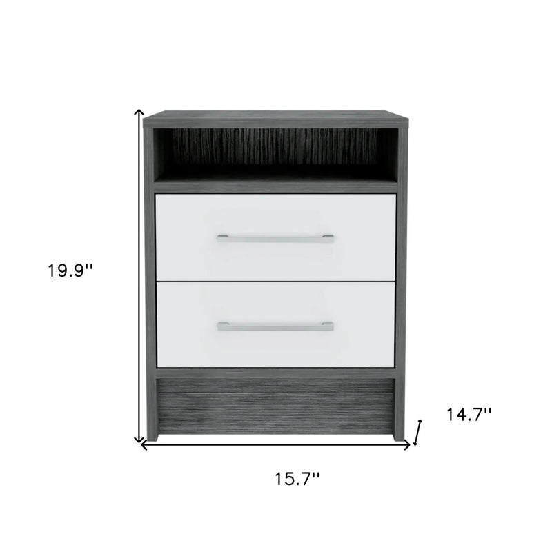20" Gray Two Drawer Faux Wood Nightstand Homeroots Bed & Bath