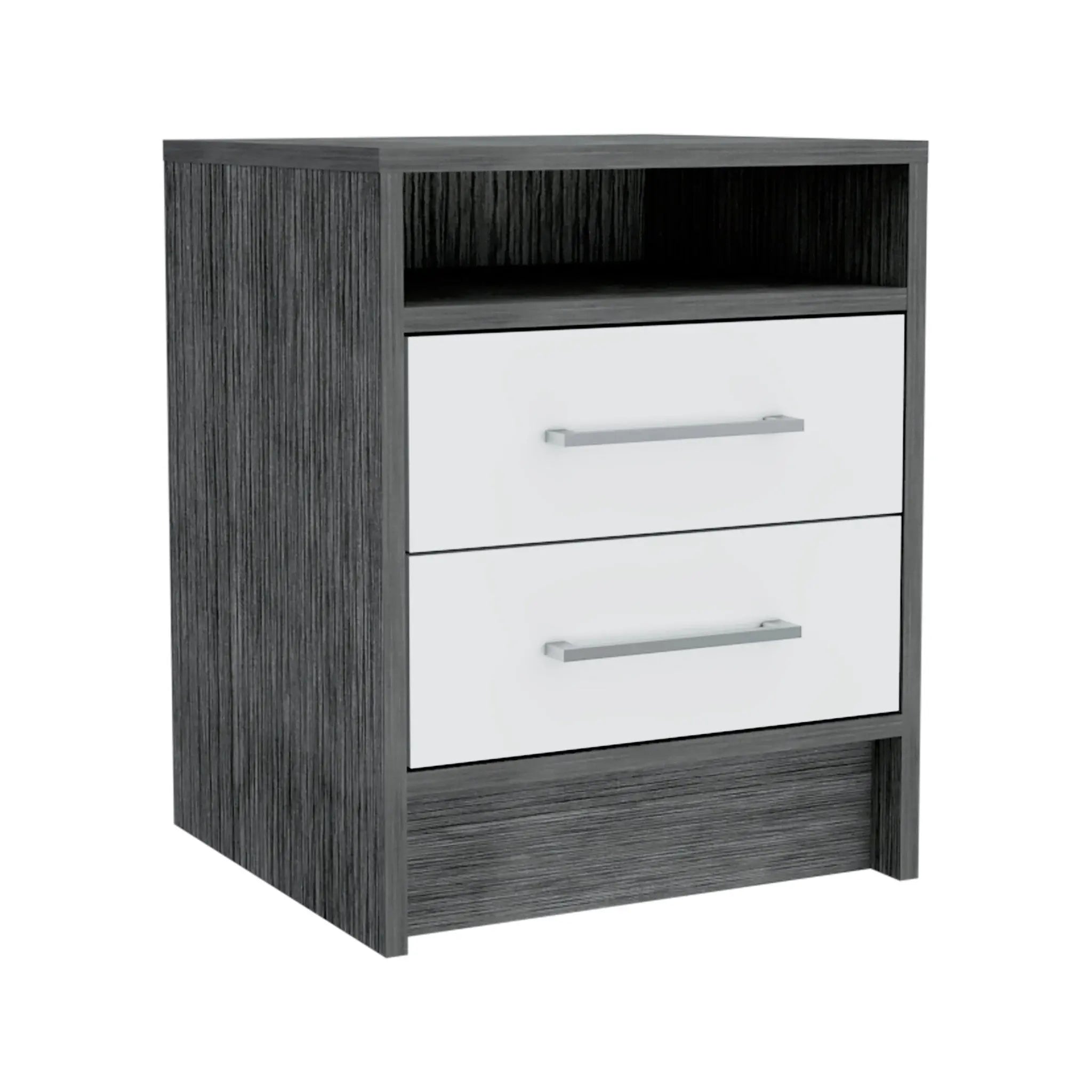 20" Gray Two Drawer Faux Wood Nightstand Homeroots Bed & Bath