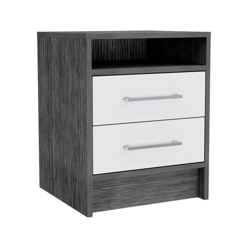 20" Gray Two Drawer Faux Wood Nightstand Homeroots Bed & Bath