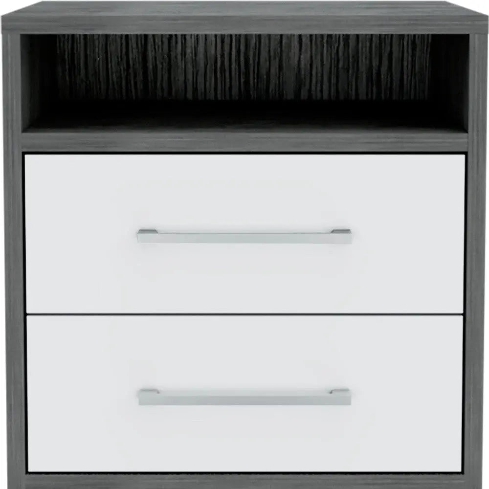 20" Gray Two Drawer Faux Wood Nightstand Homeroots Bed & Bath