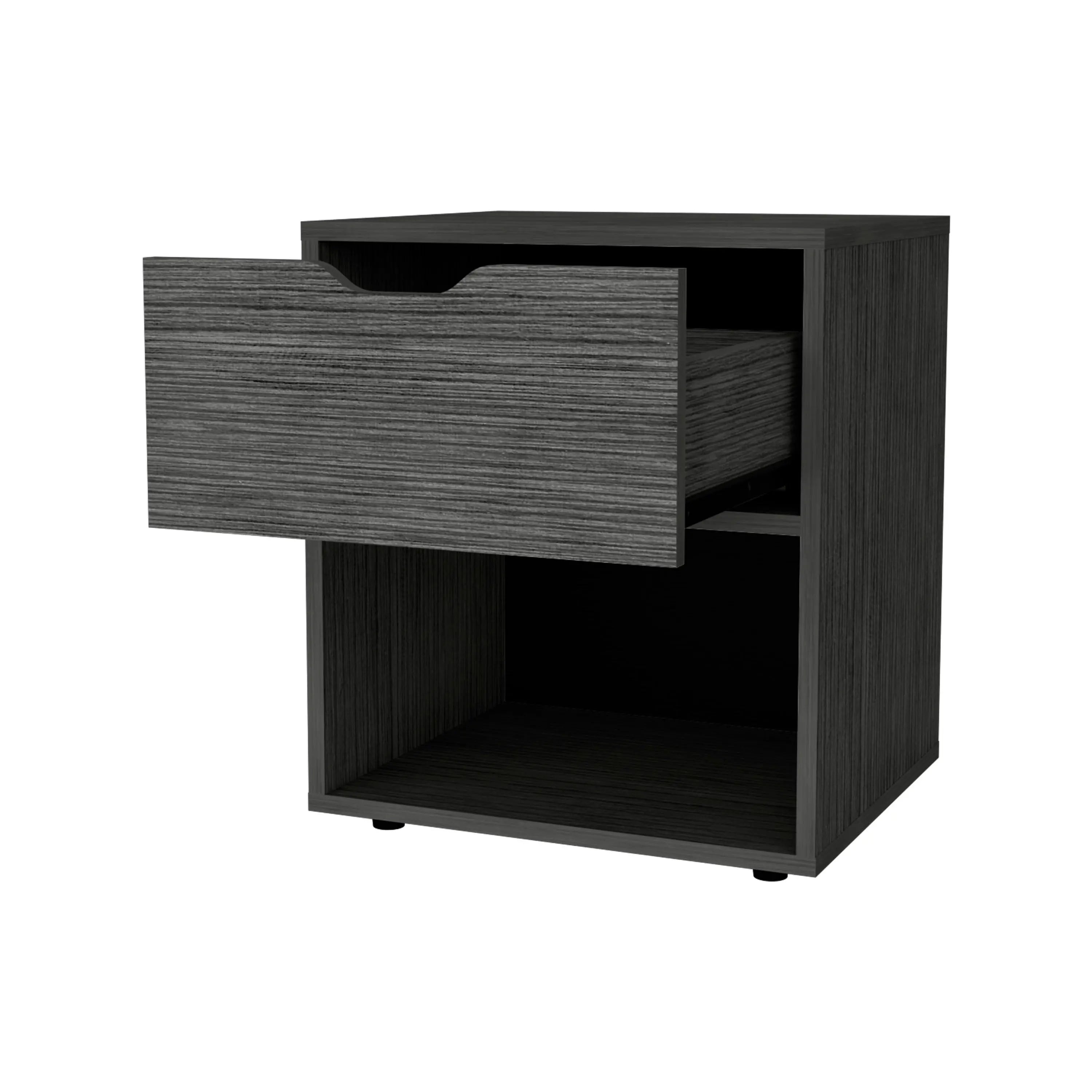 20" Gray Wood One Drawer Nightstand Homeroots Bed & Bath
