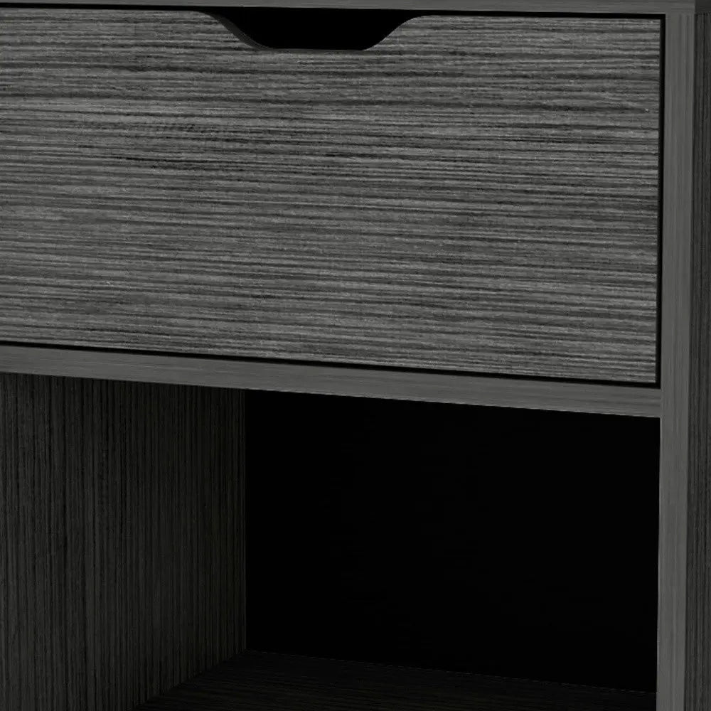 20" Gray Wood One Drawer Nightstand Homeroots Bed & Bath