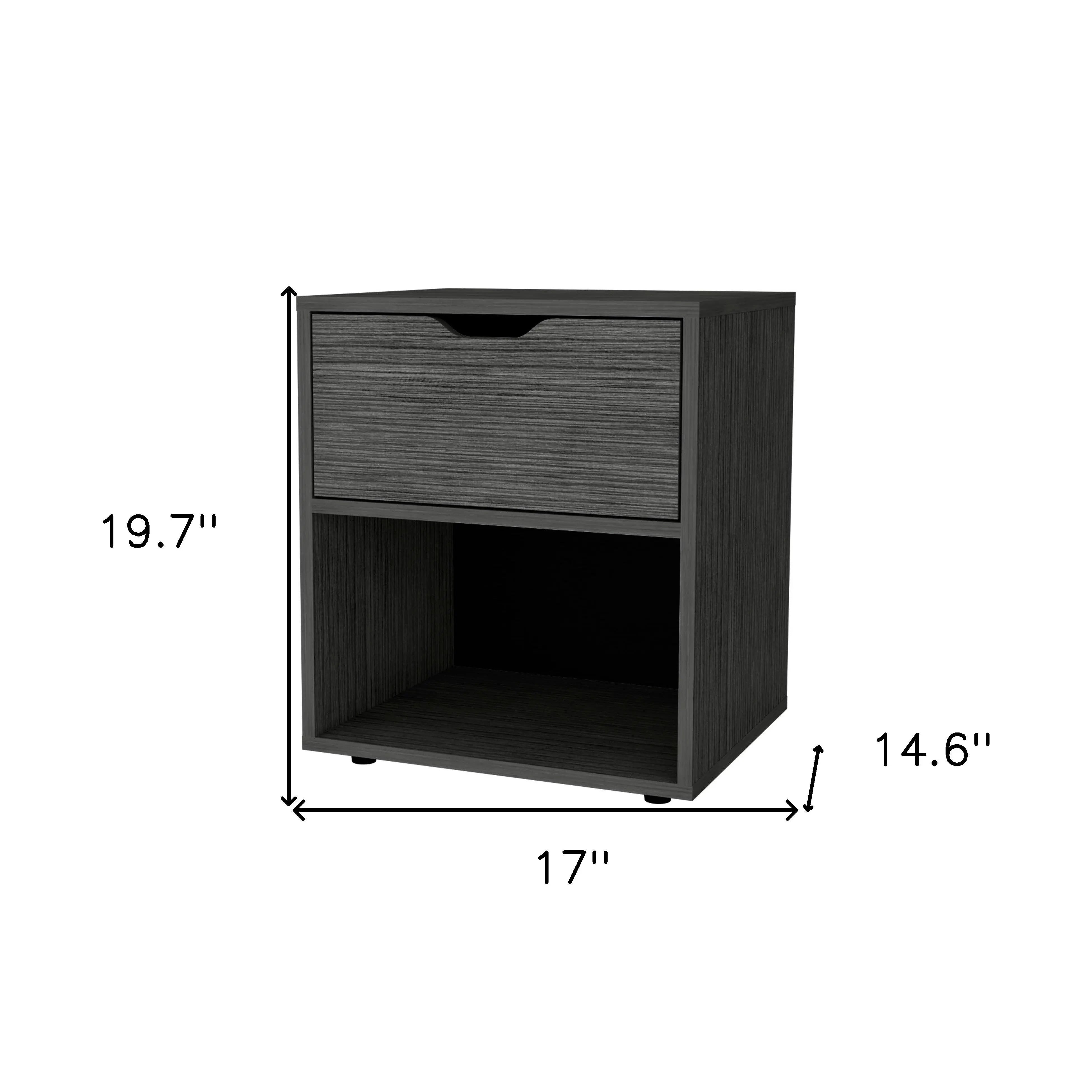 20" Gray Wood One Drawer Nightstand Homeroots Bed & Bath