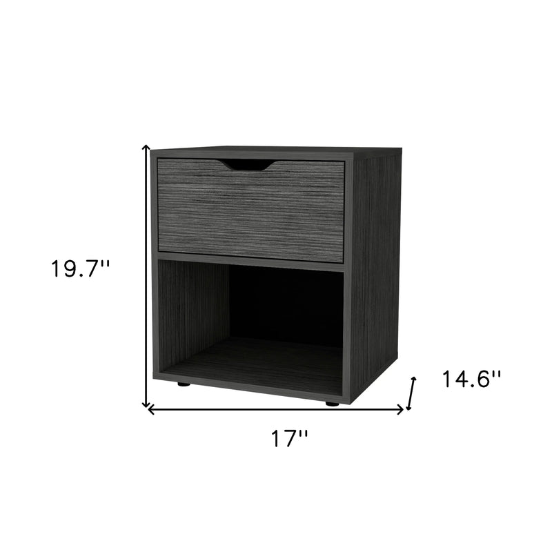 20" Gray Wood One Drawer Nightstand Homeroots Bed & Bath