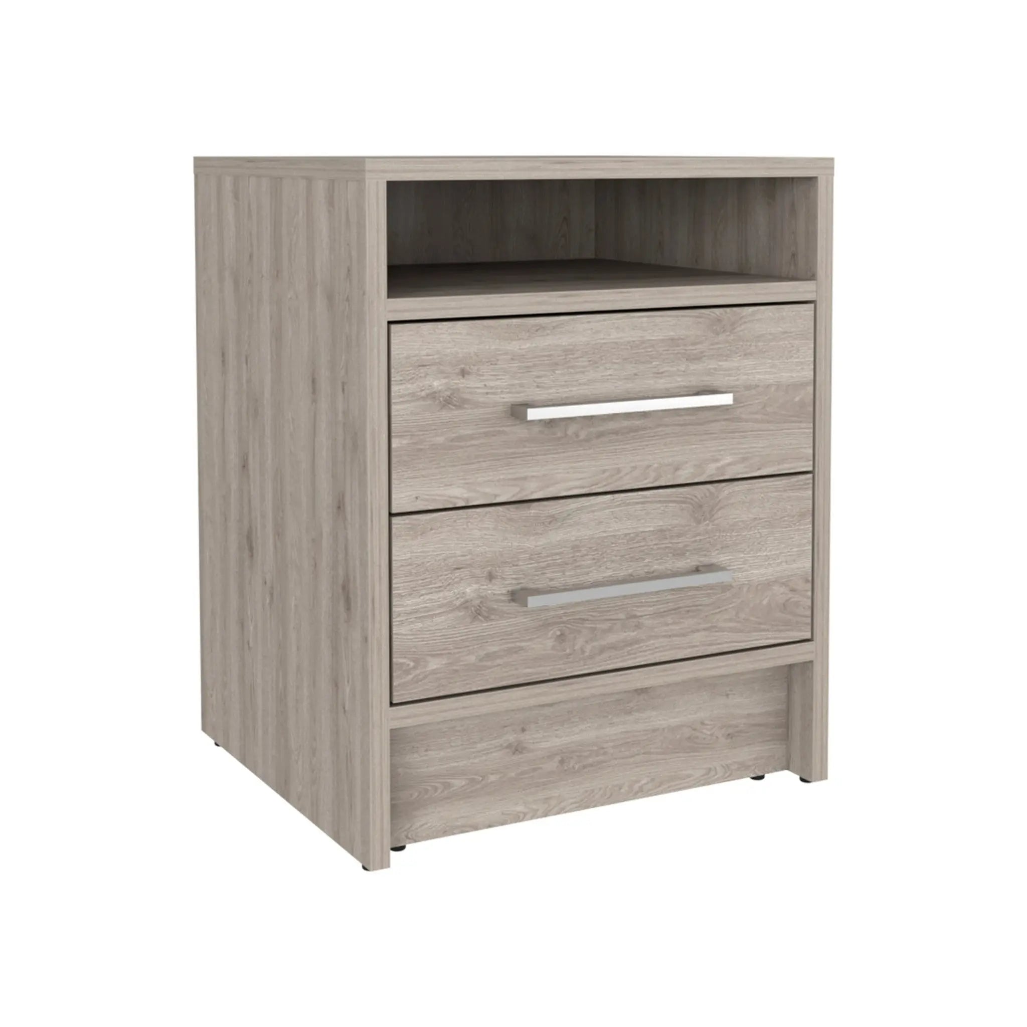 20" Gray Wood Two Drawer Nightstand Homeroots Bed & Bath