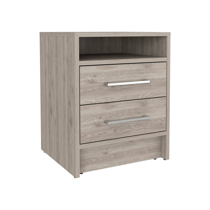 20" Gray Wood Two Drawer Nightstand Homeroots Bed & Bath