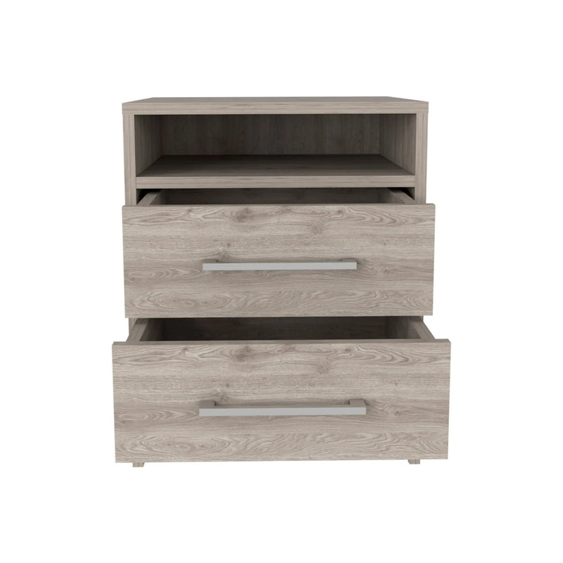 20" Gray Wood Two Drawer Nightstand Homeroots Bed & Bath