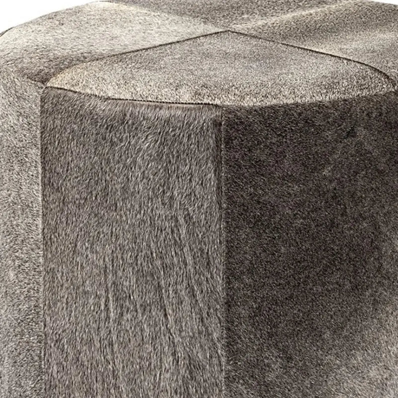 20" Gray Wool And Brown Footstool Ottoman Homeroots Living Room