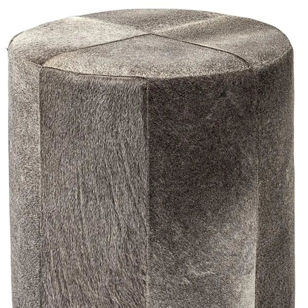 20" Gray Wool And Brown Footstool Ottoman Homeroots Living Room