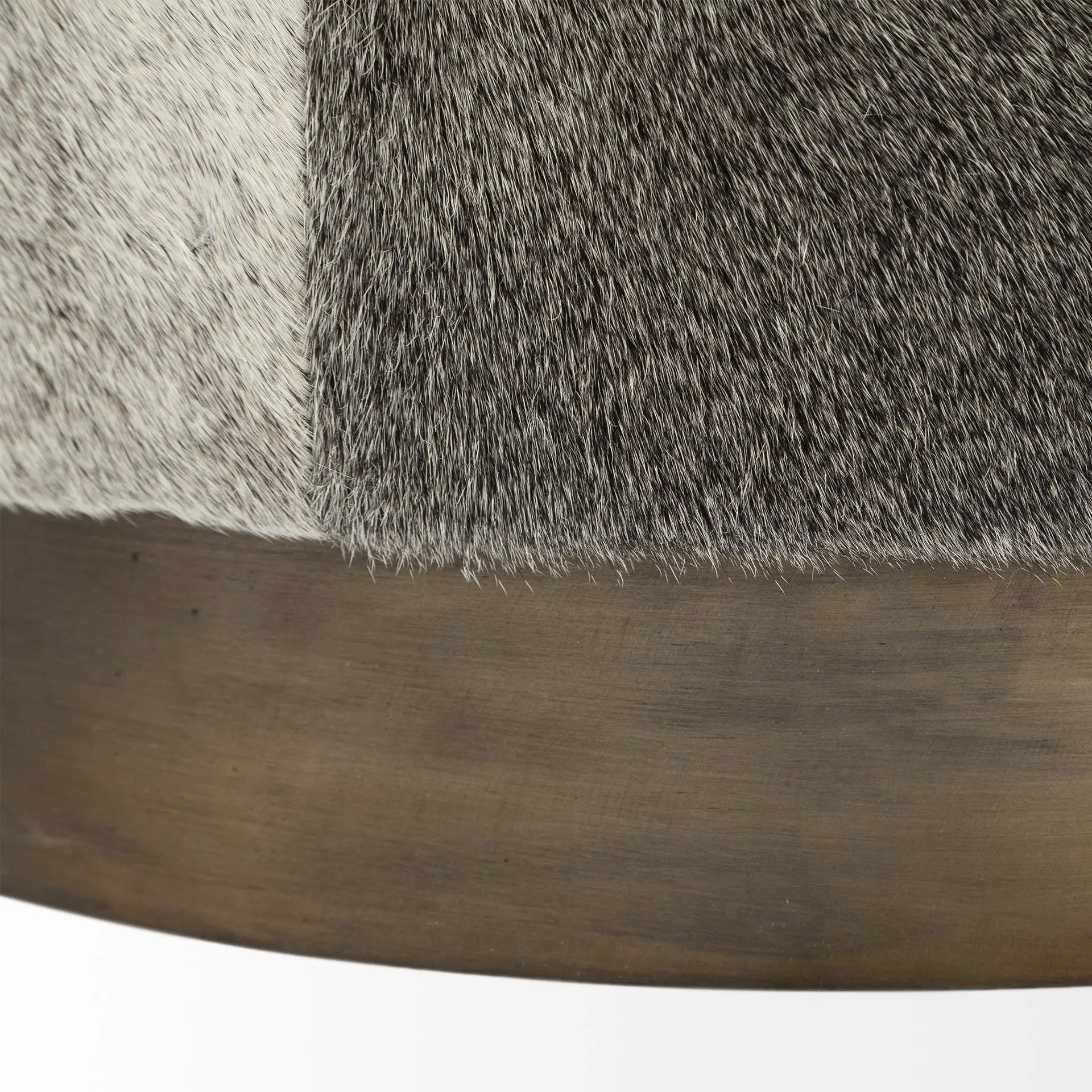 20" Gray Wool And Brown Footstool Ottoman Homeroots Living Room
