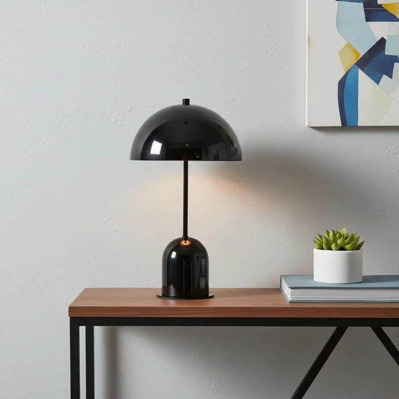 20" Gunmetal Dark Gray Desk Table Lamp With Half Dome Shade Homeroots Lighting