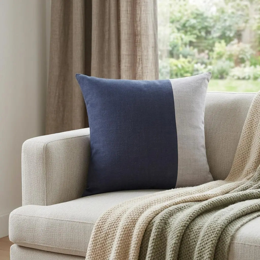 20" Indigo And Blue Patchwork Cotton Throw Pillow Cover Homeroots Home Decor
