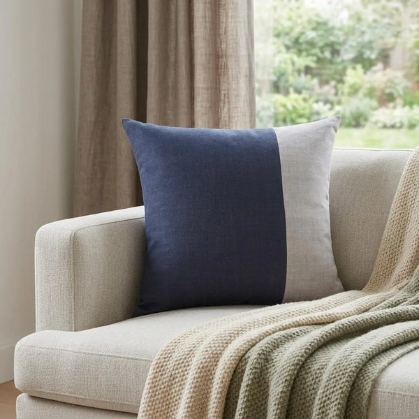 20" Indigo And Blue Patchwork Cotton Throw Pillow Cover Homeroots Home Decor