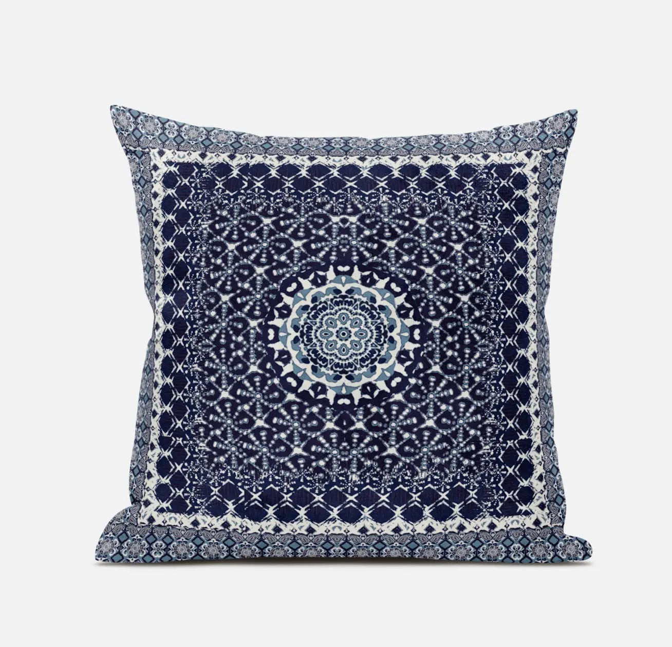 20” Indigo Blue Holy Floral Suede Throw Pillow Homeroots Home Decor