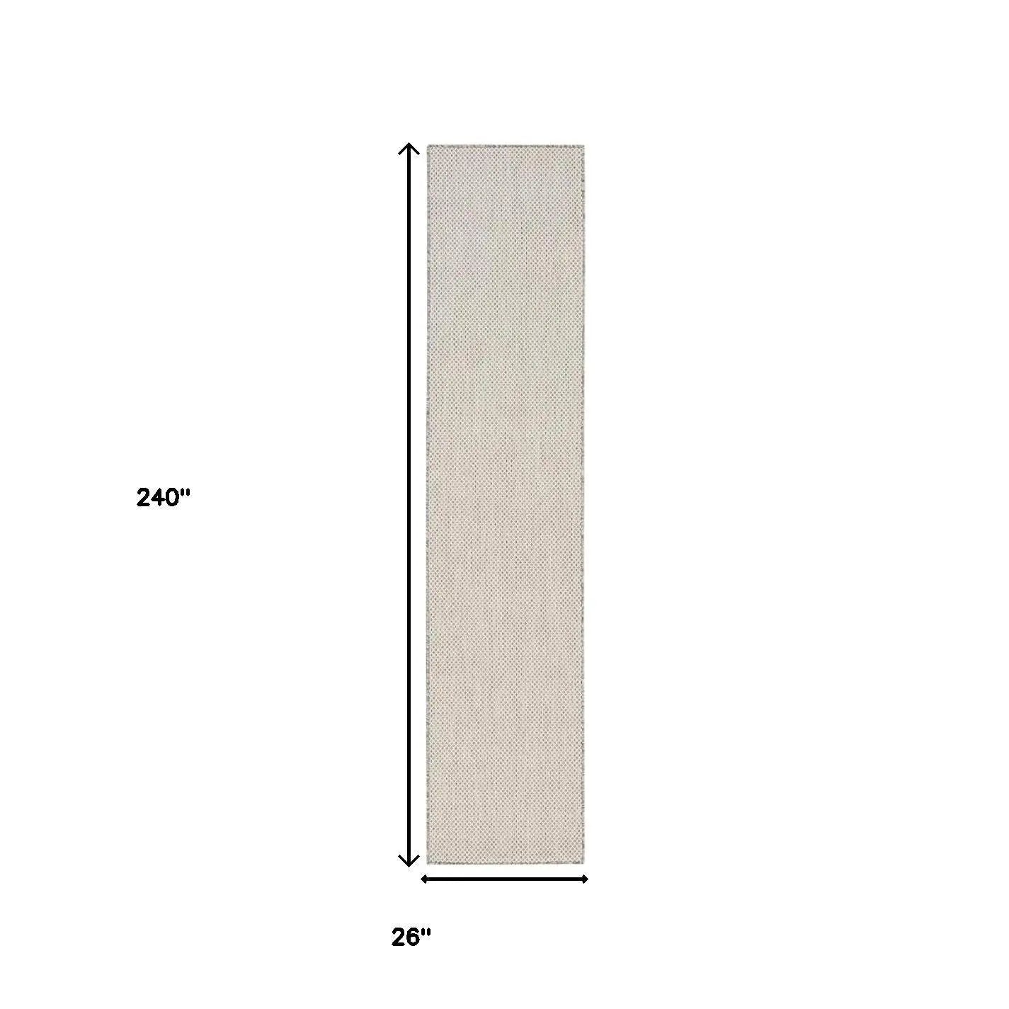 20' Ivory And Silver Geometric Indoor Outdoor Runner Rug Homeroots Outdoor