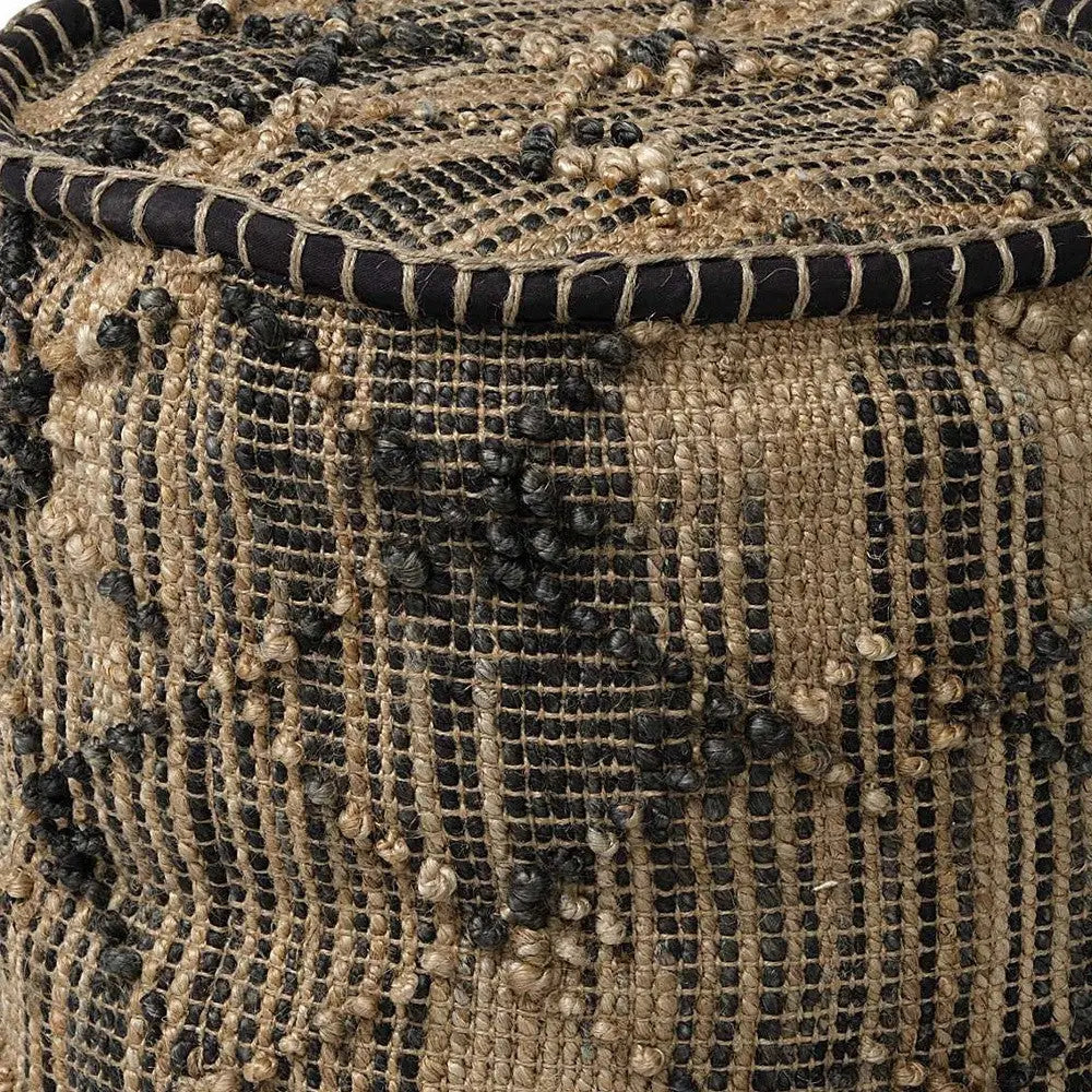20" Jute Cylinder Geometric Pouf Ottoman - GreatEagleInc