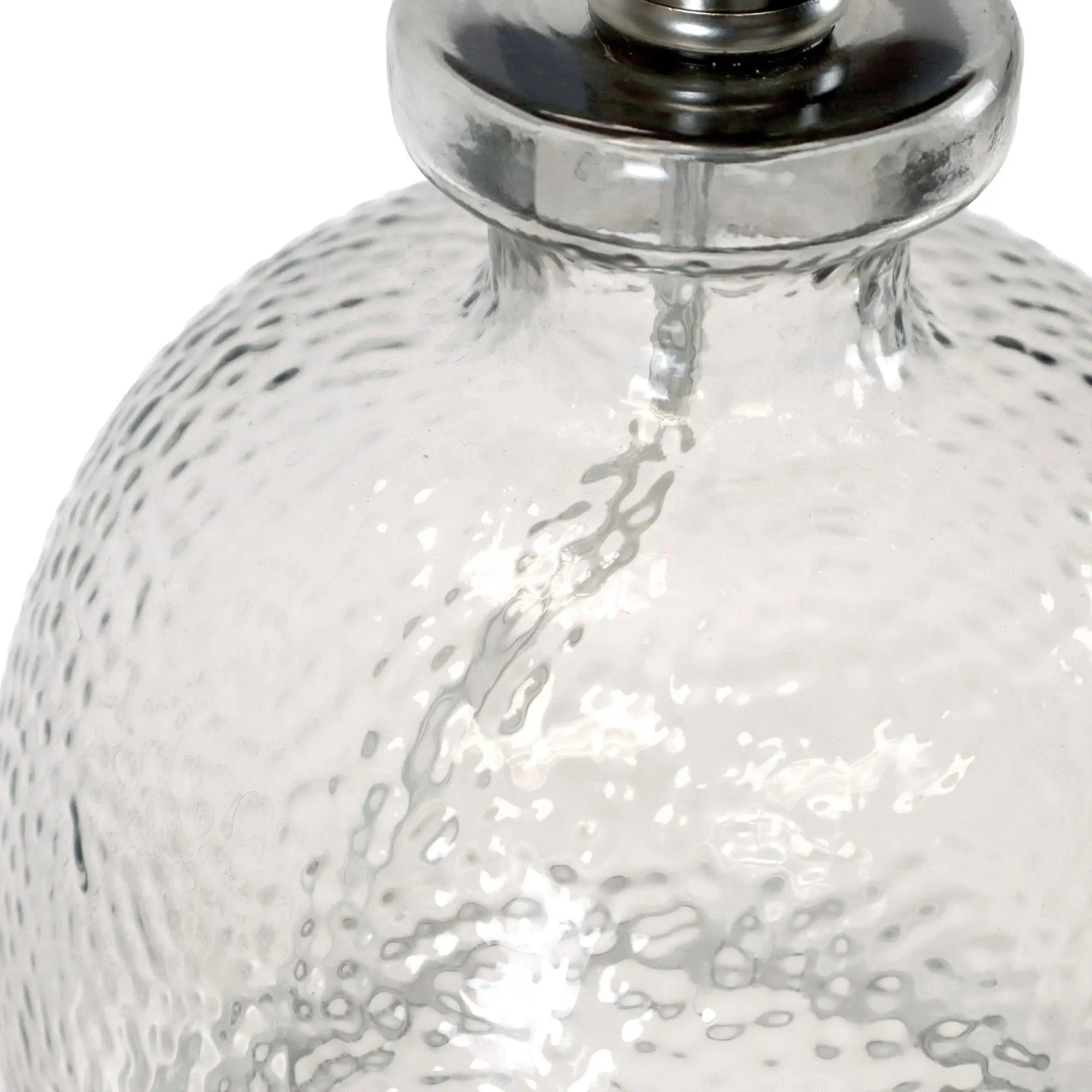 20" Light Gray Textured Glass Table Lamp With White Drum Shade Homeroots Lighting