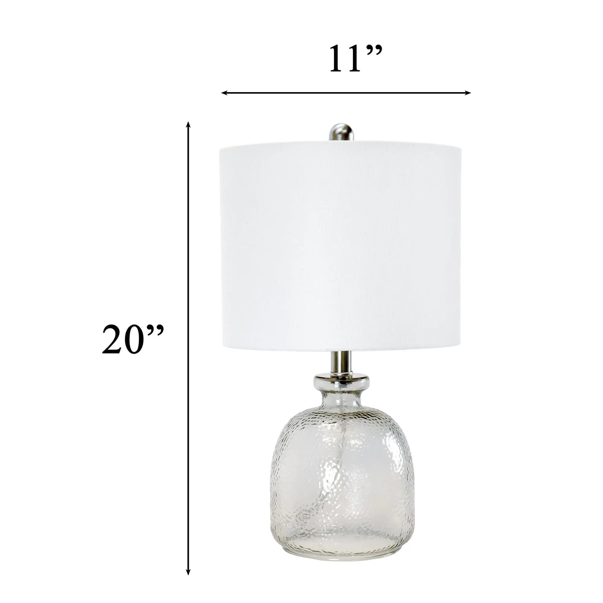 20" Light Gray Textured Glass Table Lamp With White Drum Shade Homeroots Lighting