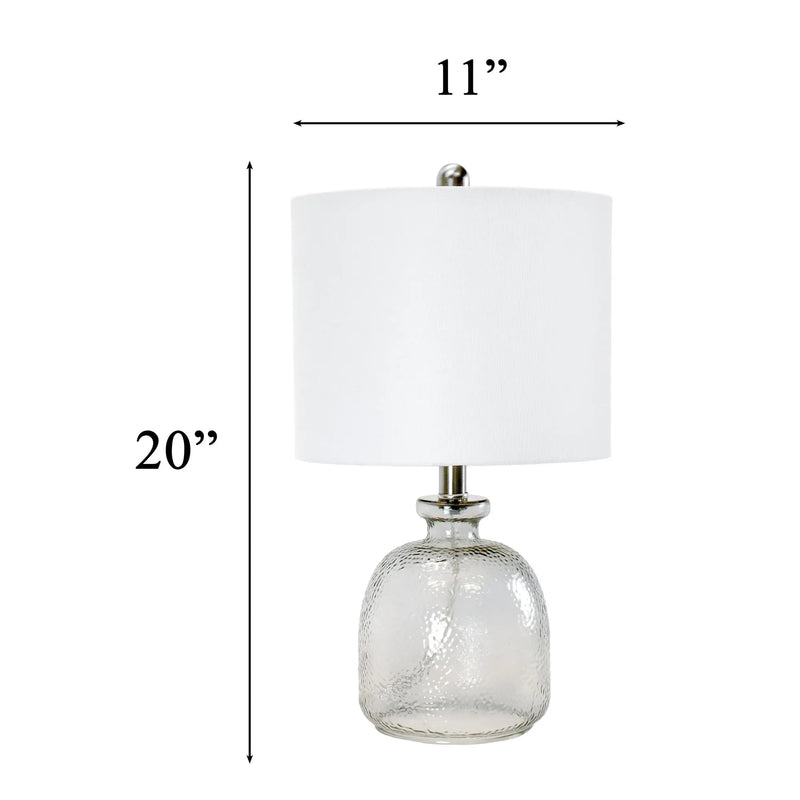 20" Light Gray Textured Glass Table Lamp With White Drum Shade Homeroots Lighting