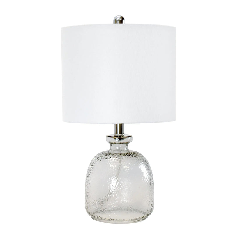 20" Light Gray Textured Glass Table Lamp With White Drum Shade Homeroots Lighting