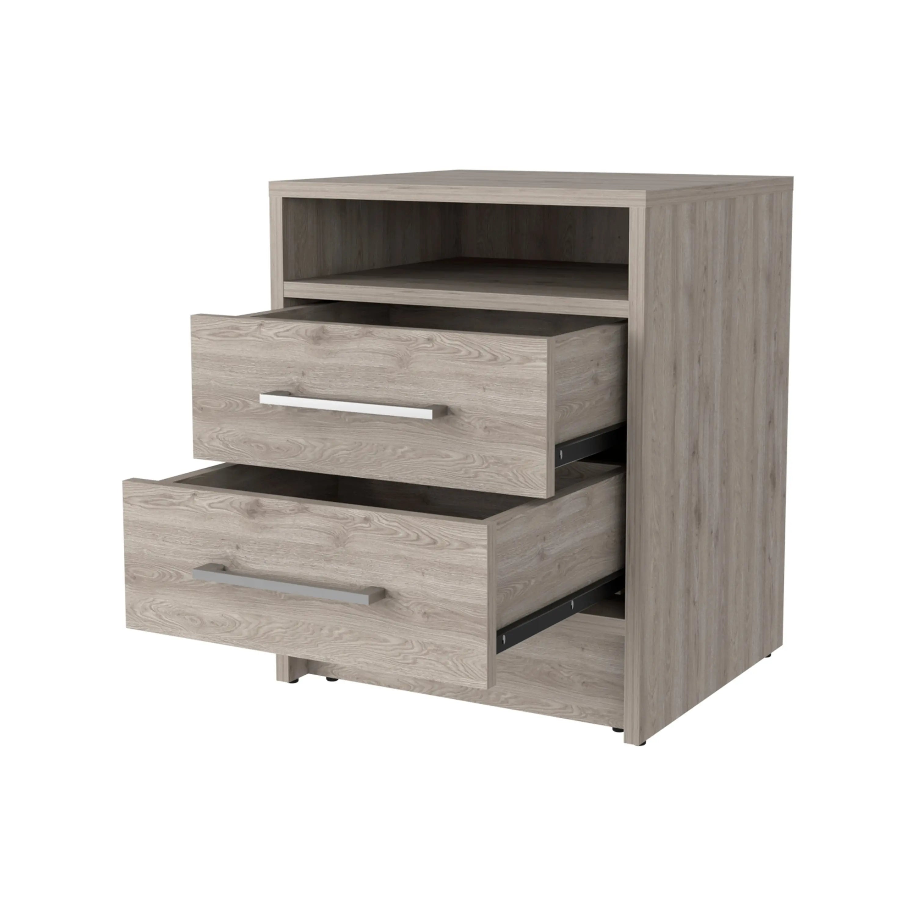 20" Light Gray Wood Two Drawer Nightstand Homeroots Bed & Bath