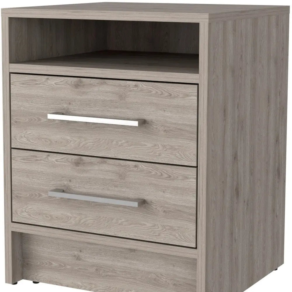 20" Light Gray Wood Two Drawer Nightstand Homeroots Bed & Bath