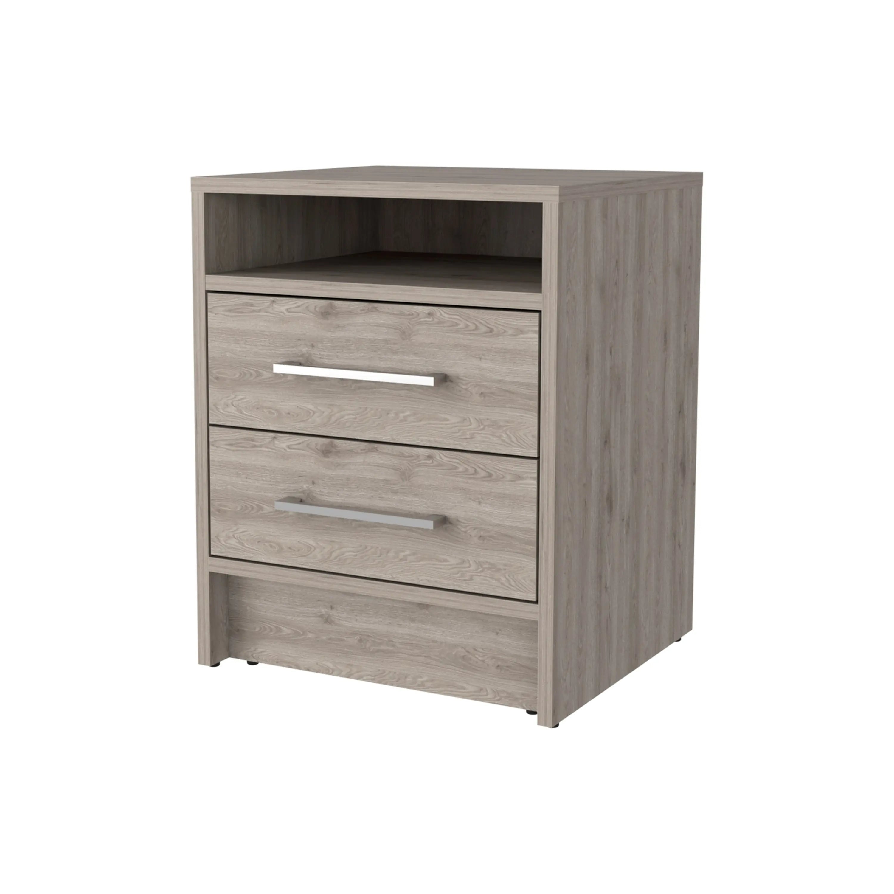 20" Light Gray Wood Two Drawer Nightstand Homeroots Bed & Bath