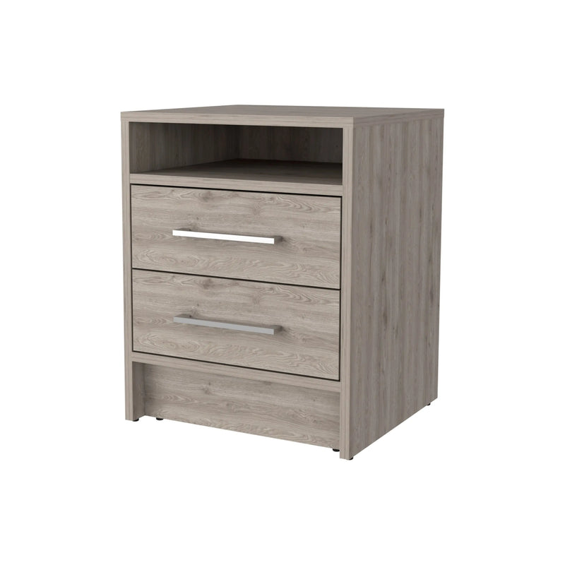 20" Light Gray Wood Two Drawer Nightstand Homeroots Bed & Bath