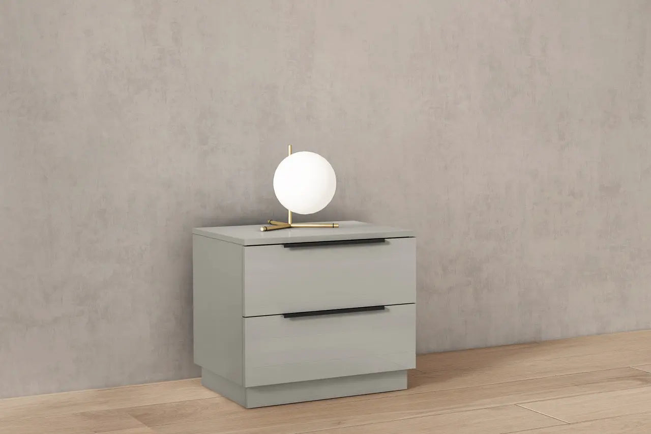 20" Light Gray Wood Two Drawer Nightstand Homeroots Bed & Bath