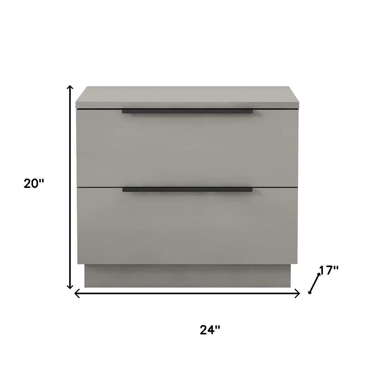 20" Light Gray Wood Two Drawer Nightstand Homeroots Bed & Bath