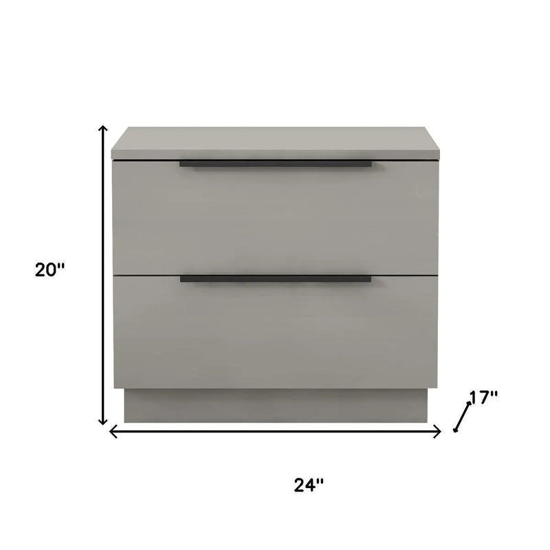 20" Light Gray Wood Two Drawer Nightstand Homeroots Bed & Bath