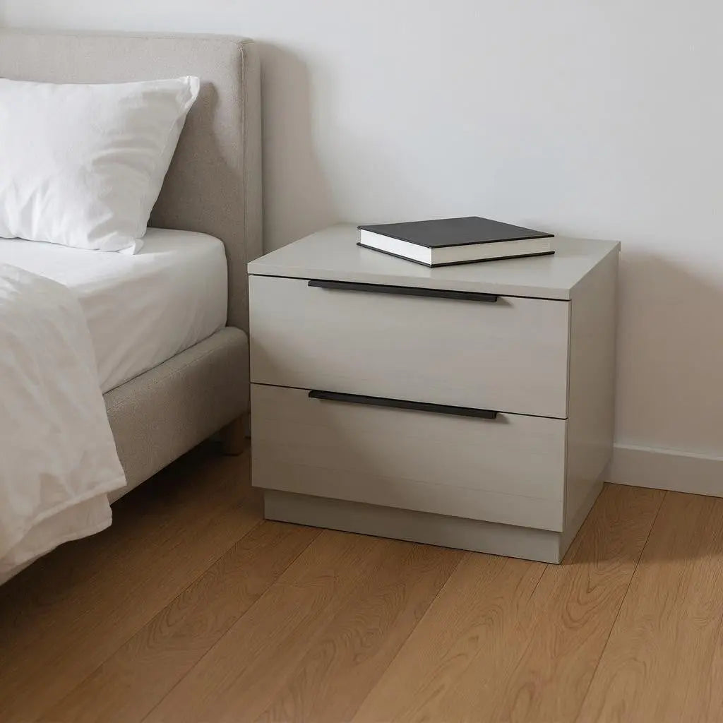 20" Light Gray Wood Two Drawer Nightstand Homeroots Bed & Bath