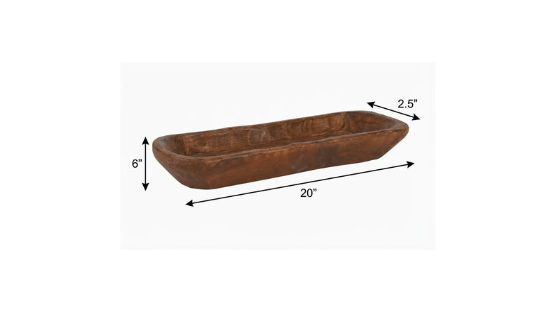 20" Natural Solid Wood Oval Dough Bowl Homeroots Kitchen & Dining