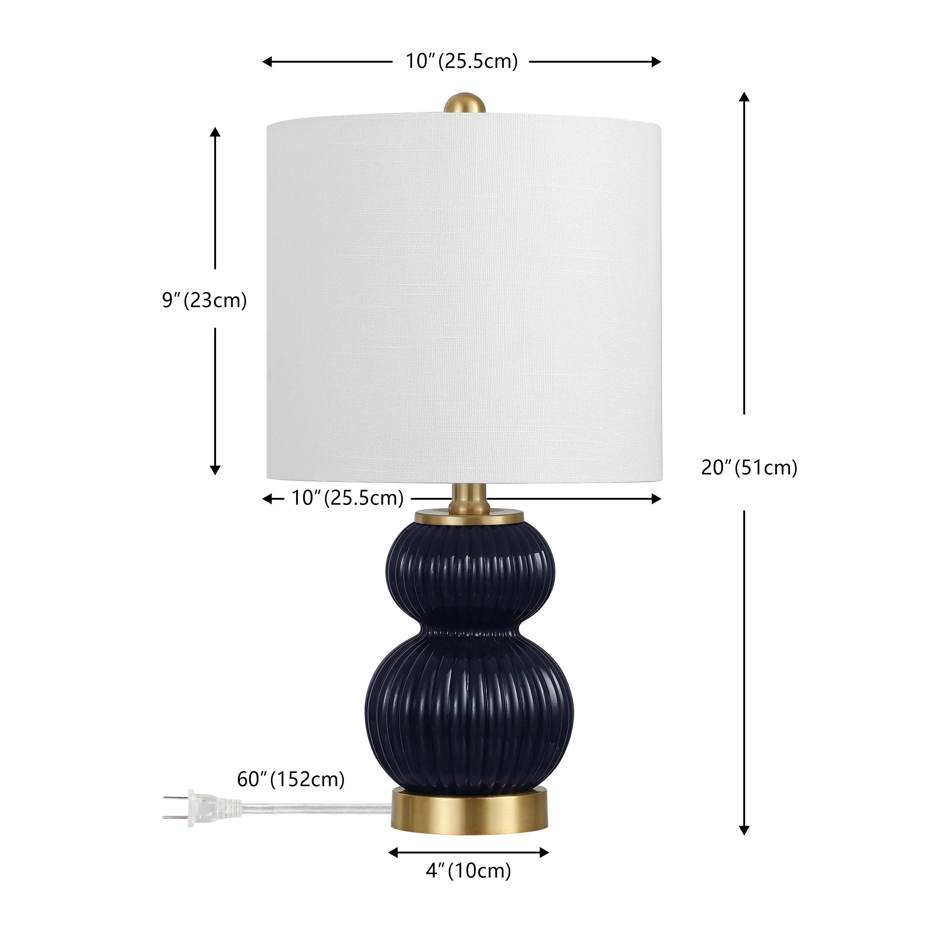 20" Navy Blue And Gold Gourd Table Lamp With Drum Shade Homeroots Lighting