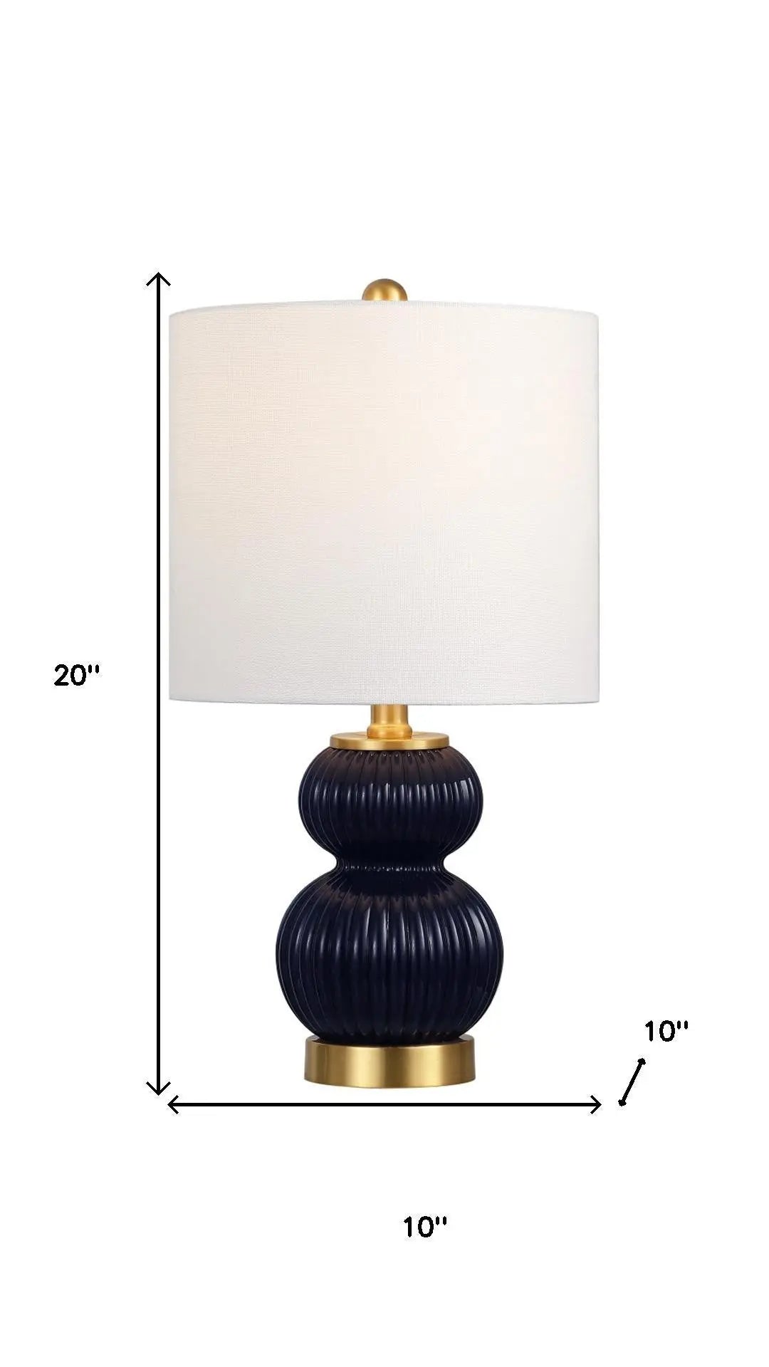 20" Navy Blue And Gold Gourd Table Lamp With Drum Shade Homeroots Lighting