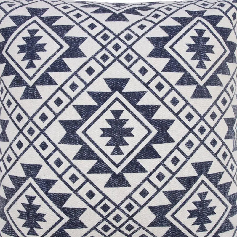 20" Navy Blue And Ivory Southwestern Cotton Throw Pillow Cover GreatEagleInc