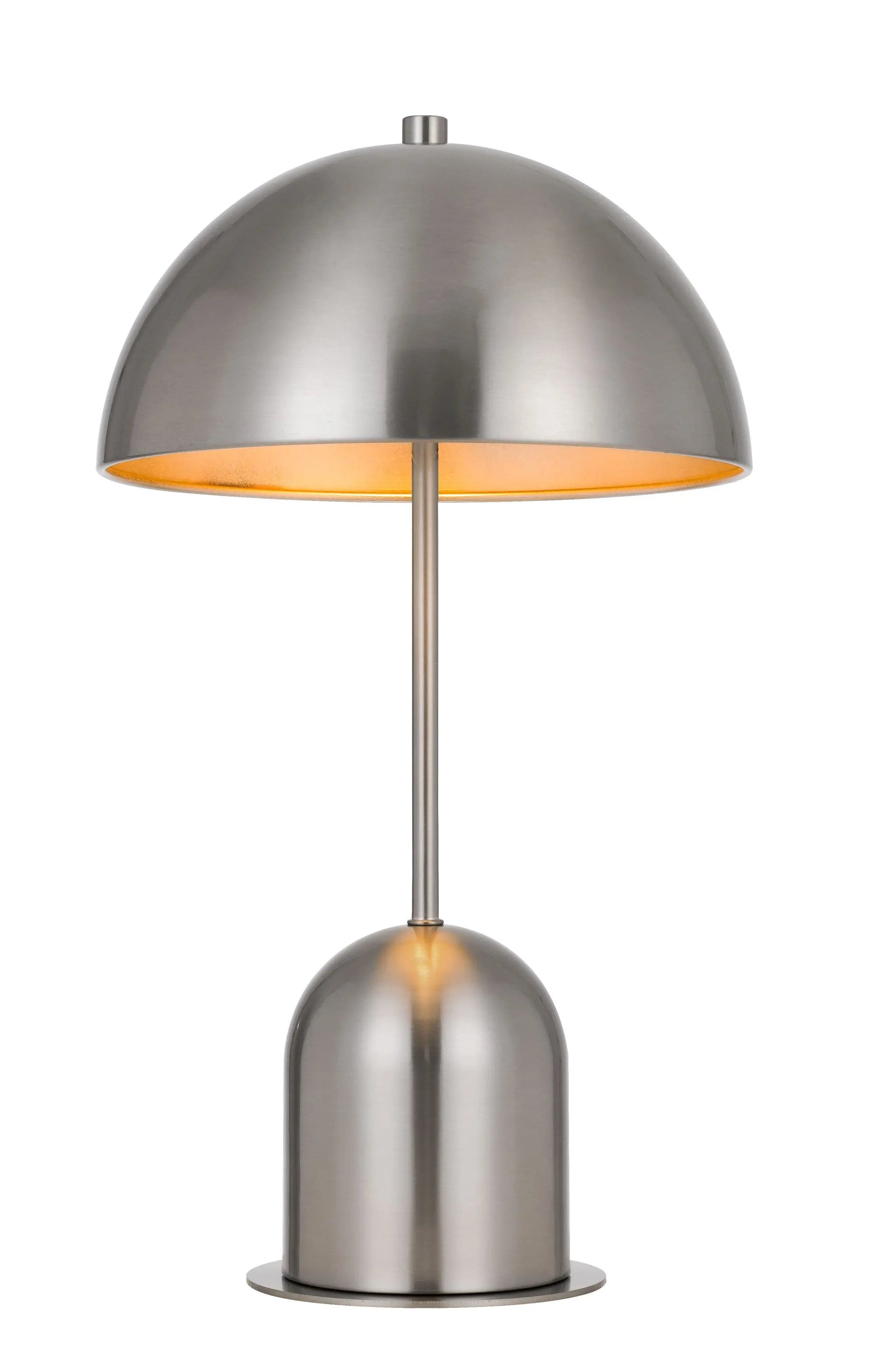 20" Nickel Metal Desk Table Lamp With Nickel Dome Shade - GreatEagleInc