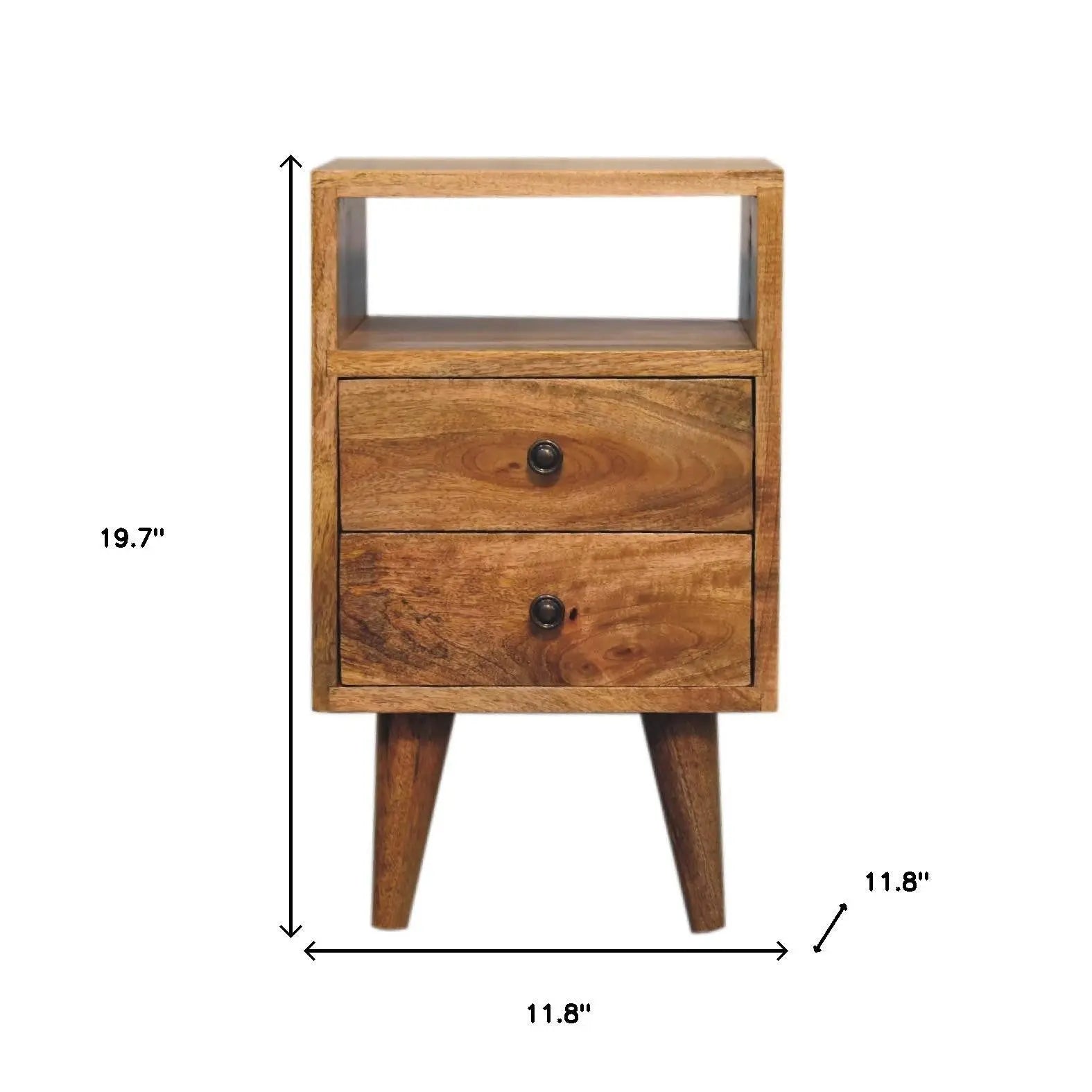 20" Oak Solid Wood Two Drawer Nightstand Homeroots Bed & Bath